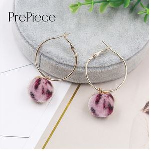 Anting Korea Import Hoops Pompom