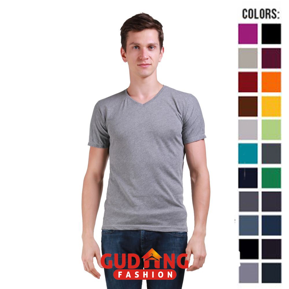 Kaos Polos Basic Vneck Lengan Pendek Spandex T-Shirt Banyak Warna – FP  (COMB)