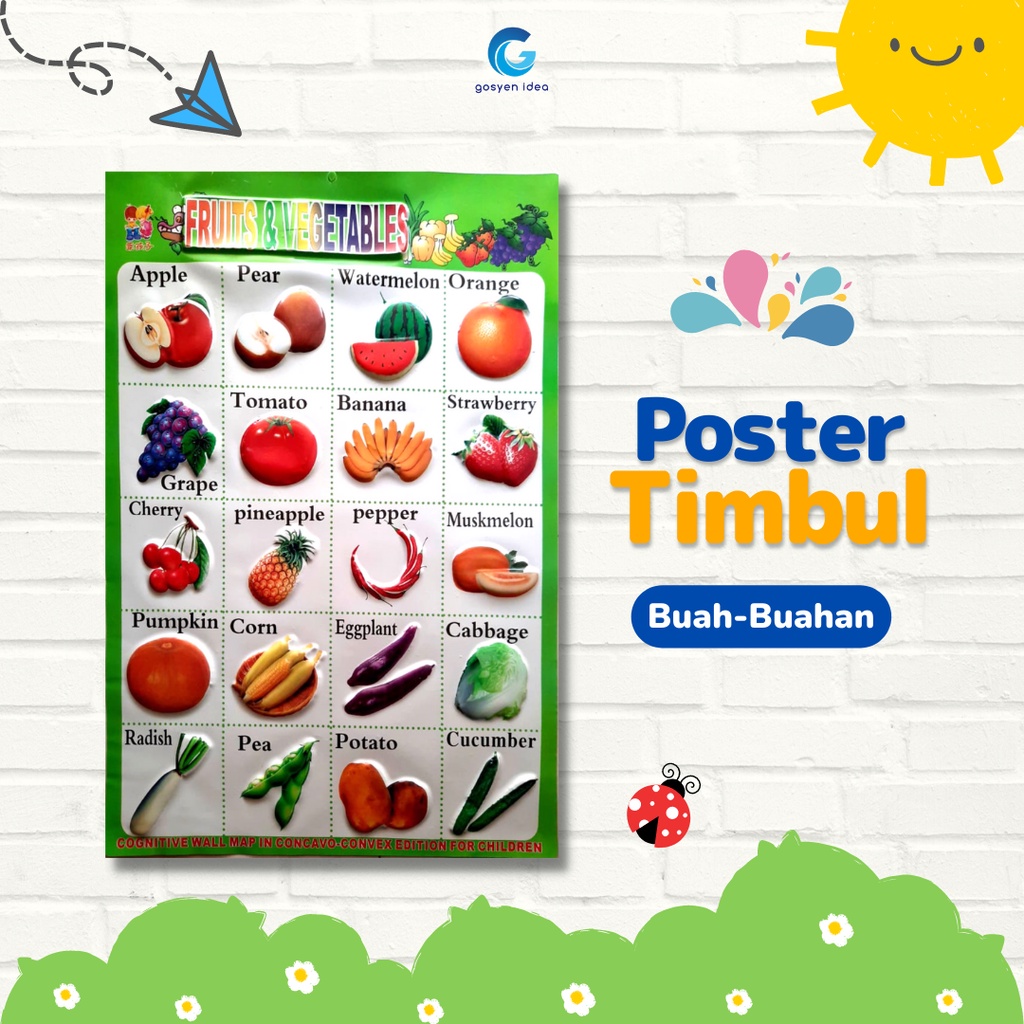 Poster Timbul Edukasi Anak Belajar Buah dan Sayuran