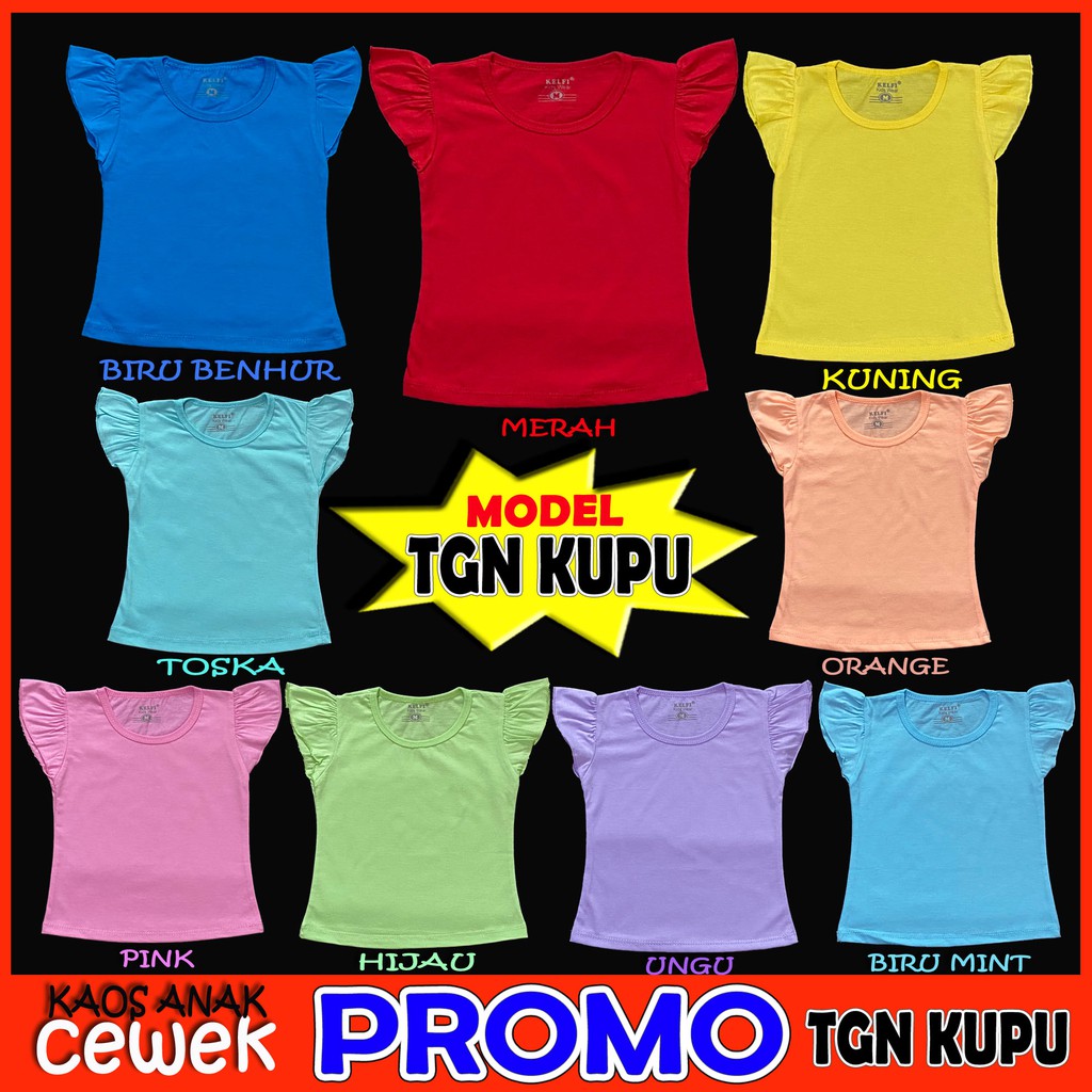 KELFI RUFFLE TEE BAJU  KAOS  BAYI ANAK  PEREMPUAN 9 WARNA  