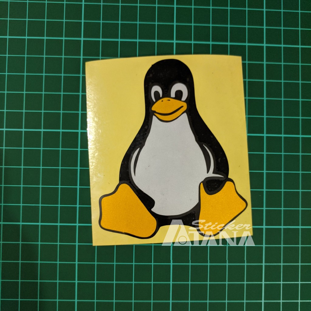 Stiker Cutting Reflective Pinguin Tux Maskot Linux 8,5 x10 cm Laptop Helm Motor Mobil Kaca Kulkas