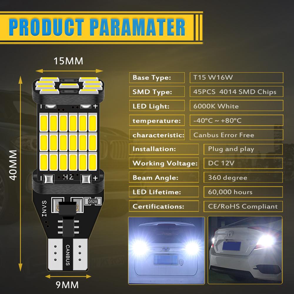 WARNA LENGKAP LAMPU LED MUNDUR T15 T10 W16W CANBUS 45 LED SUPER BRIGHT ERROR FREE