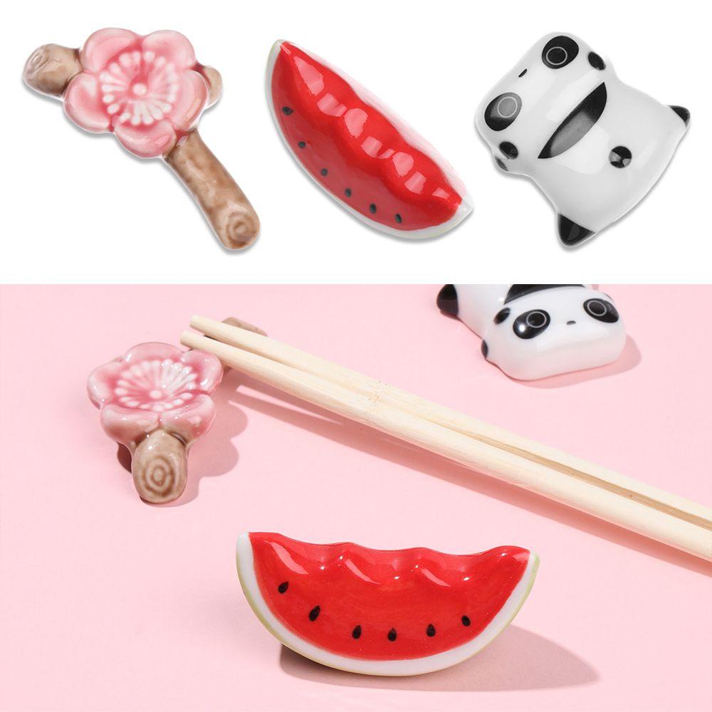 Solighter Chop Sticks Holder Tempat Peralatan Makan Keramik Cherry Blossom Lucu