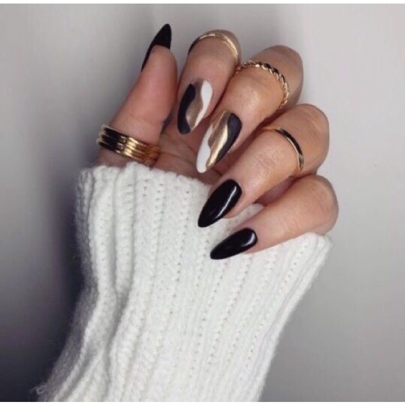 Custom Kuku Palsu CHICAGO BULLS MAROON BLACK CHROME GOLD / Fake Nails / Press on