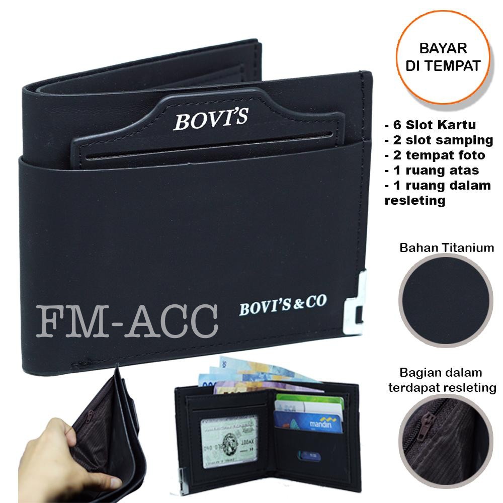 Dompet Pria Bovis &amp; Co PU-premium J09 / Dompet Kulit / Dompet Murah / Dompet Keren- HITAM