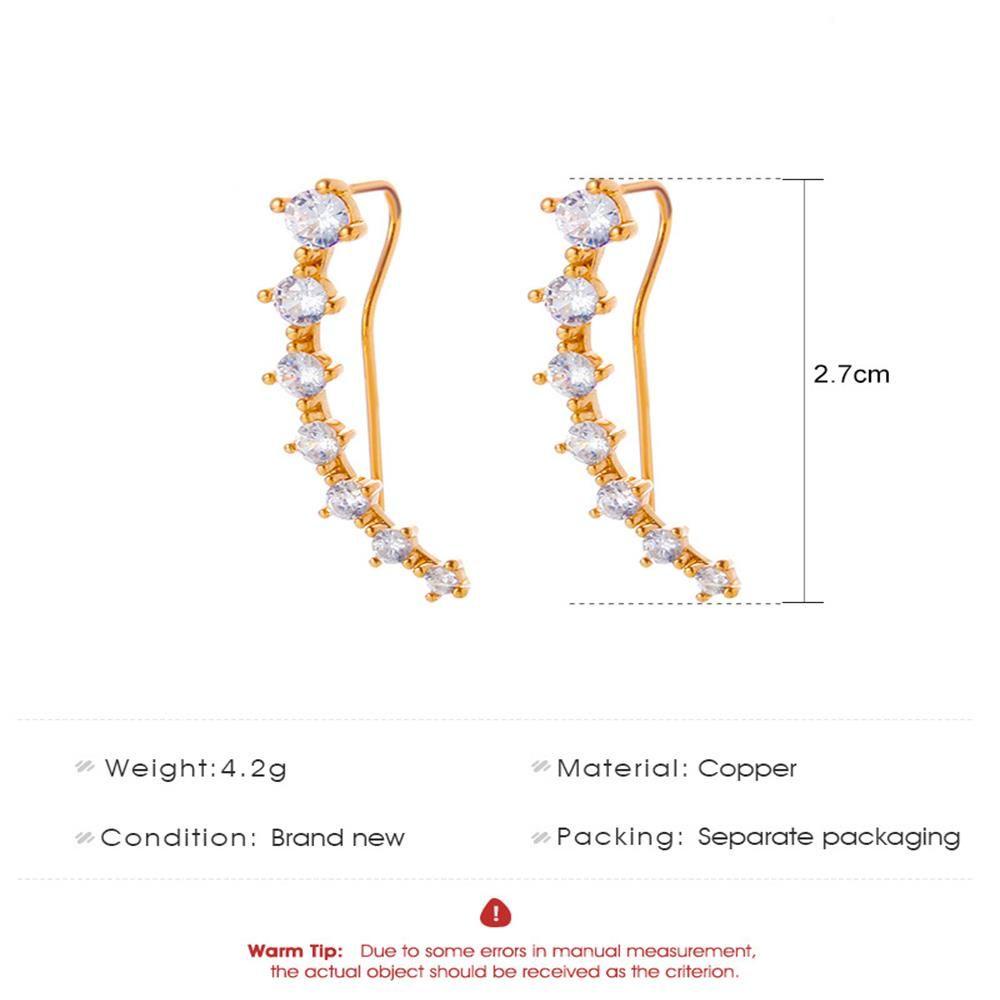 Solighter Anting Bintang Fashion Warna Emas Zirkon Tindik Stud