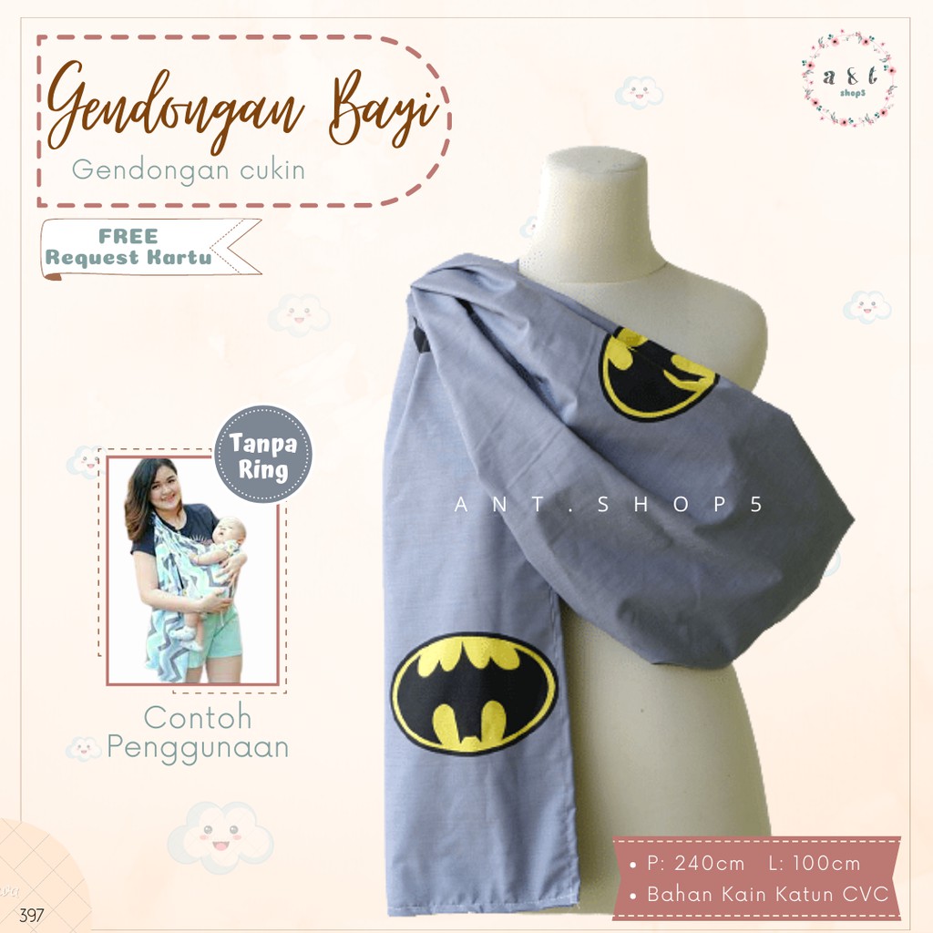 Gendongan Bayi Cukin Motif Batman Bahan Katun CVC Grade A Gendongan Jarik Modern Selendang Trendi
