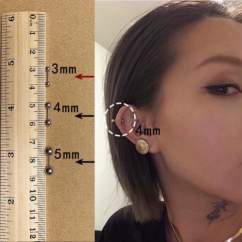 1 Pc Anting Tindik Tulang Rawan Telinga Bahan Stainless Steel Gaya Korea Untuk Pria Dan Wanita