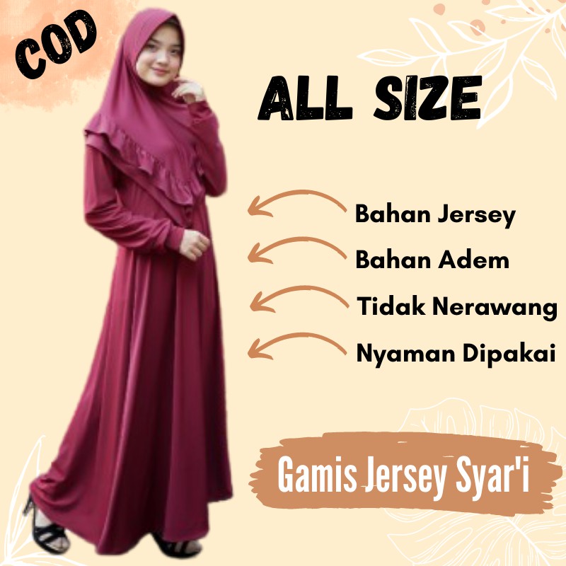 Baju Gamis Muslim Pakaian Busana Dress wanita Remaja Dewasa Syari Syar'i Murah Jersey