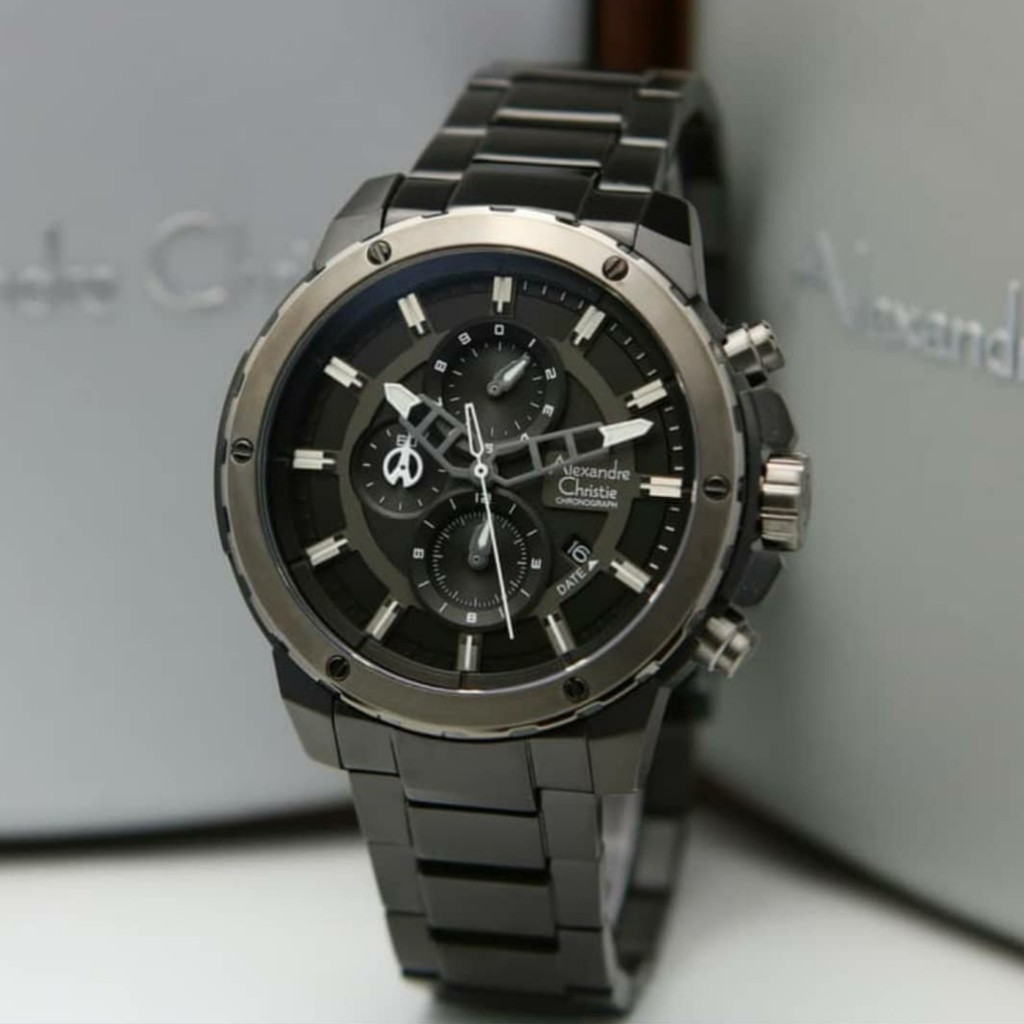 Alexandre Christie Ac 6530 Black Grey Jam Tangan Pria Original