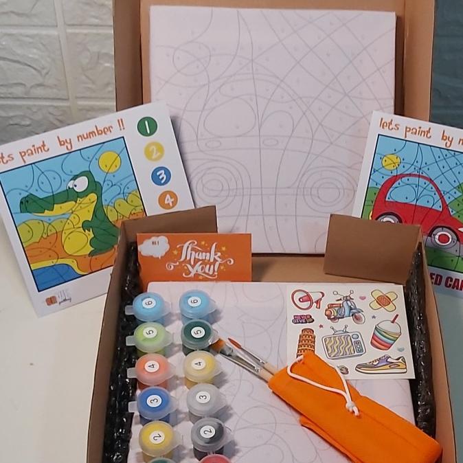 

Melukis / Paint By Number Kit Set For Kids : Car And Aligator