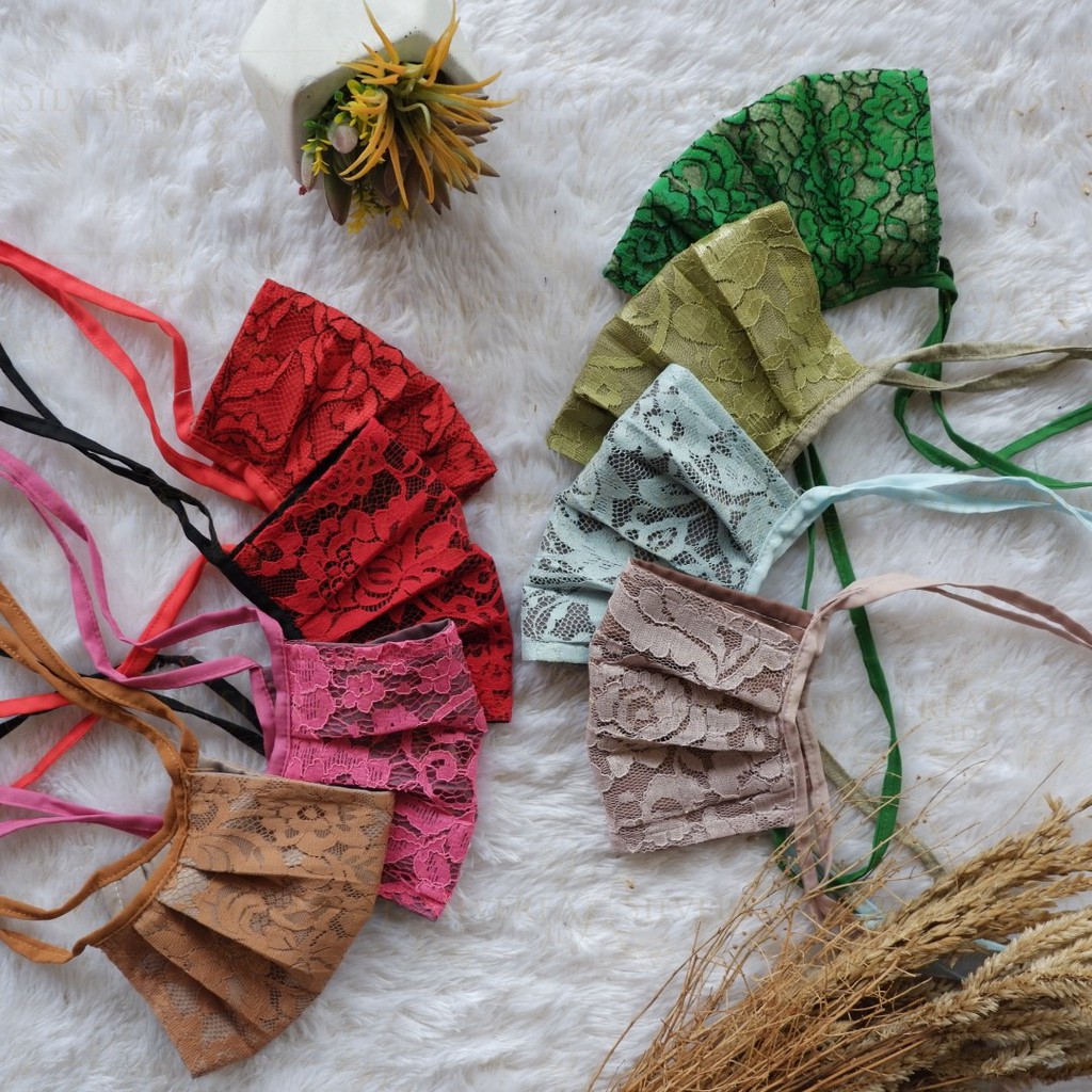 Masker Kain Brokat Hijab 2Ply / Masker Kain Brokat 2Ply