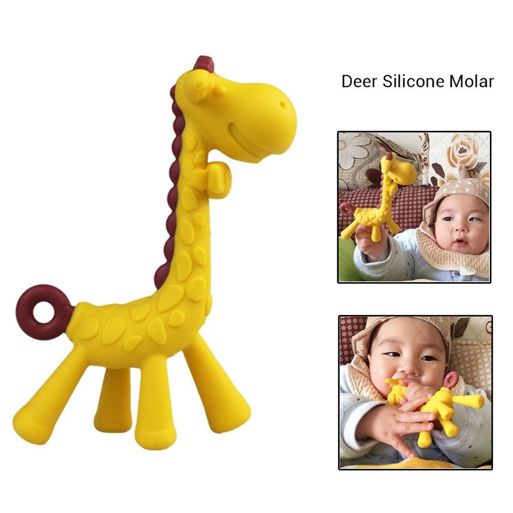 BABY TEETHER Silicon TOYS - MAINAN GIGITAN KARET MODEL BINATANG JERAPAH LUCU chn