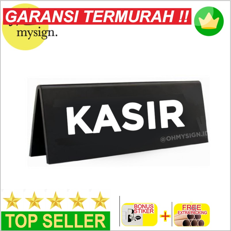 

Grosir SIGN KASIR ACRYLIC | SIGN CASHIER MEJA | TABLE SIGN KASIR AKRILIK - Hitam 20x6 Keren