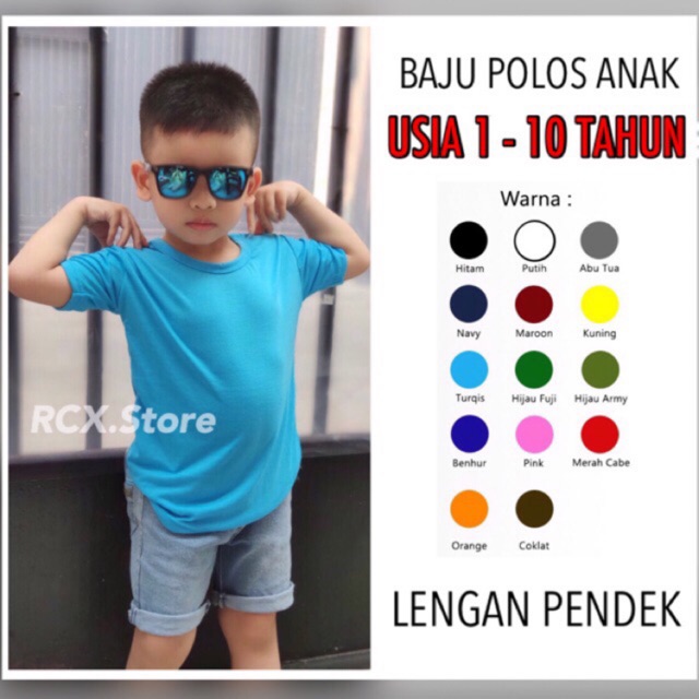 KAOS POLOS ANAK COTTON COMBED 30S KAOS POLOS ANAK BAJU POLOS ANAK GROSIR KAOS POLOS MURAH JAKARTA