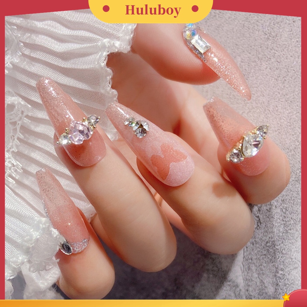 Huluboy Huluboy♡ 10 Pcs Aksesoris Perhiasan Berlian Imitasi Bentuk Hati Bahan Alloy Untuk Dekorasi Manicure Nail Art