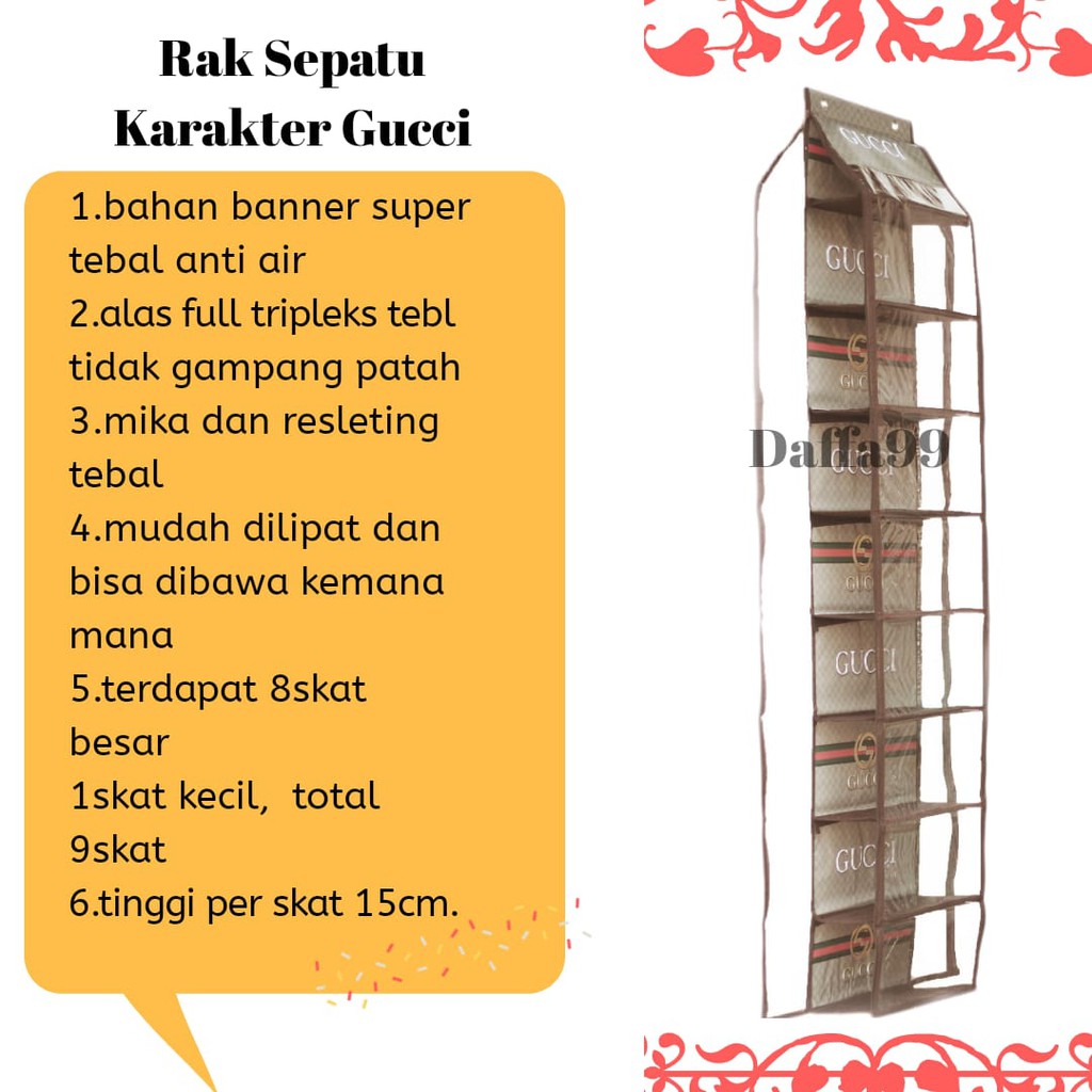  RAK  GANTUNG  SEPATU  KARAKTER PAKAI  RESLETING  Shopee Indonesia