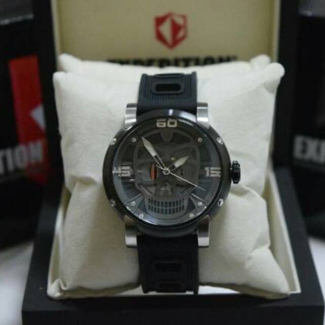 JAM TANGAN PRIA EXPEDITION E6722 BLACK SKULL SERIES ORIGINAL GARANSI RESMI