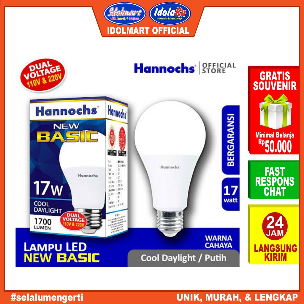 IDOLAKU Hannochs New Basic Lampu LED 17 W/ Cahaya kuning