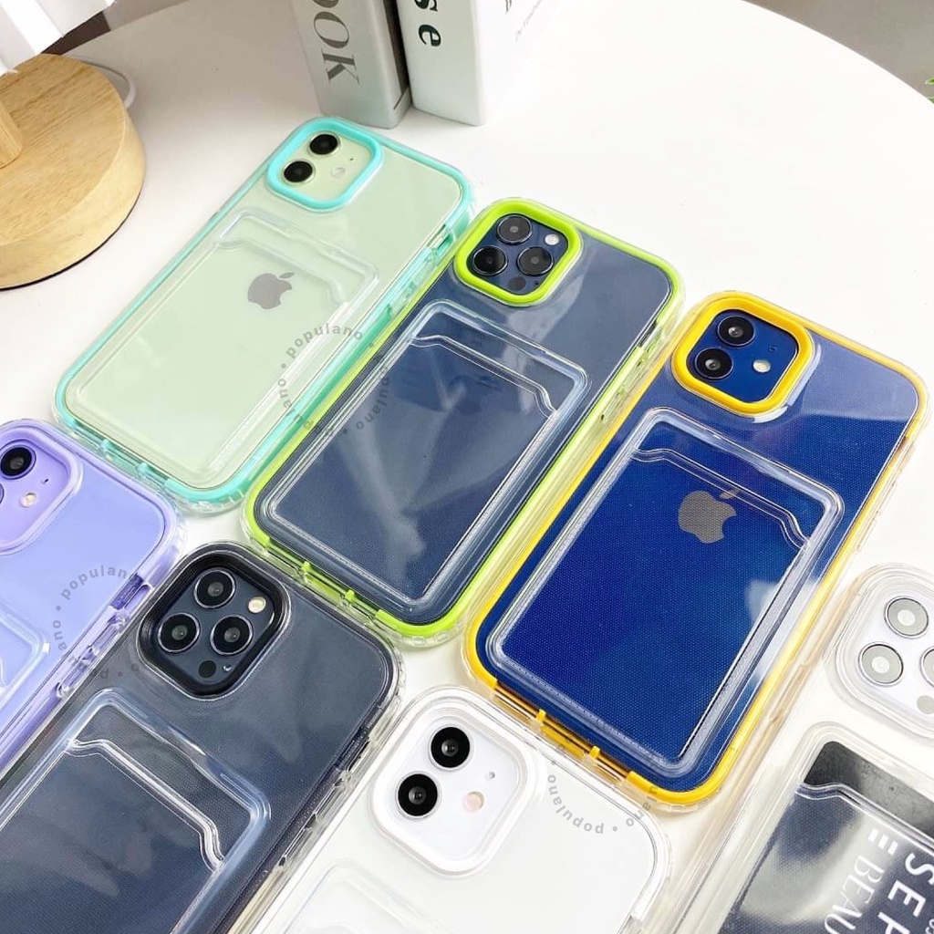 Softcase iPhone Slot Card Holder Casing Simpan Kartu iPhone Soft Case Premium
