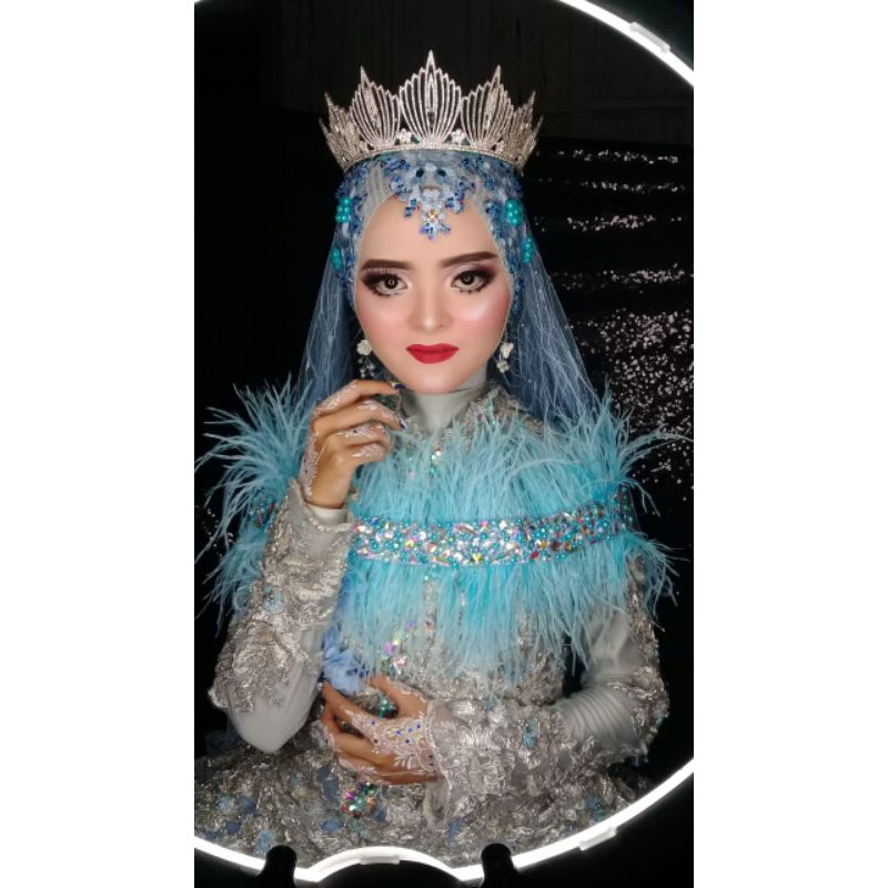 (COD) Hiasan bulu hiasan gown hiasan dada full diamond blink+mutiara