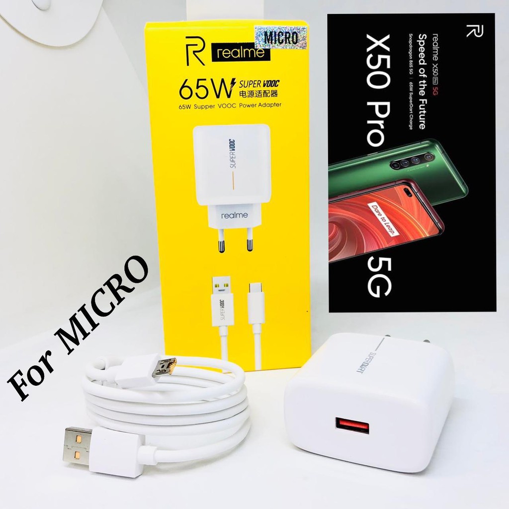 CHARGER CASAN REALME 65W X50PRO TYPE-C &amp; MICRO-USB Realme 3 / Realme 5 5i 5s ORIGINAL