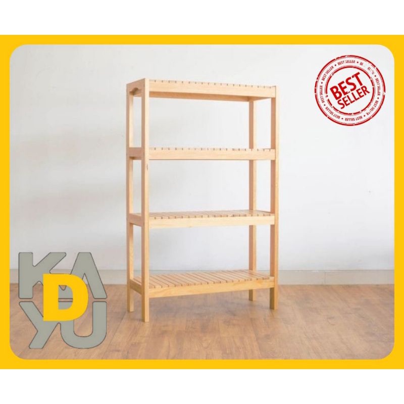 Wooden shelf 4 susun Rak serbaguna Rak kayu jati belanda Rak penyimpanan Rak 4 tingkat Rak minimalis