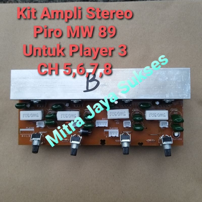 Kit Ampli Stereo Piro MW 89 Player 3 Channel 5, 6, 7 dan 8 Jamin Original Piro