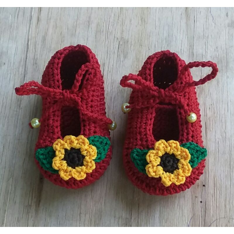 sepatu bayi cewek rajut 0 smapai 1 thn cantik lucu terbaru murah