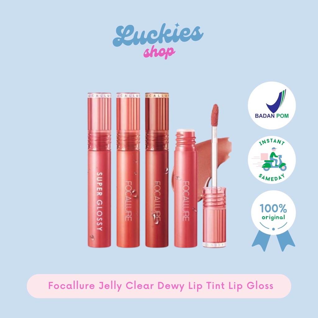 BPOM Focallure Jelly Clear Dewy Lip Tint Lip Gloss Lipstick FA208 LipTint Lipgloss