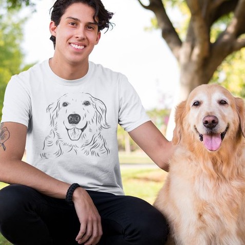 Kaos Cewek Cowok Golden Retriever Dog Design