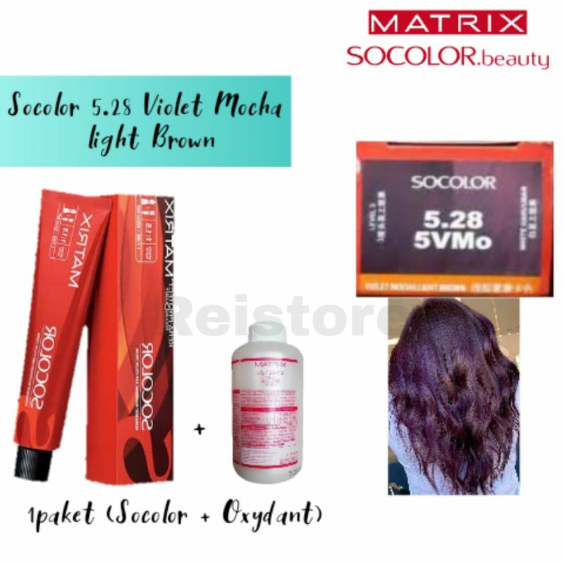 Cat Matrix Socolor 5.28 Violet Mocha Light Brown 90ml + Cream Developer 135ml