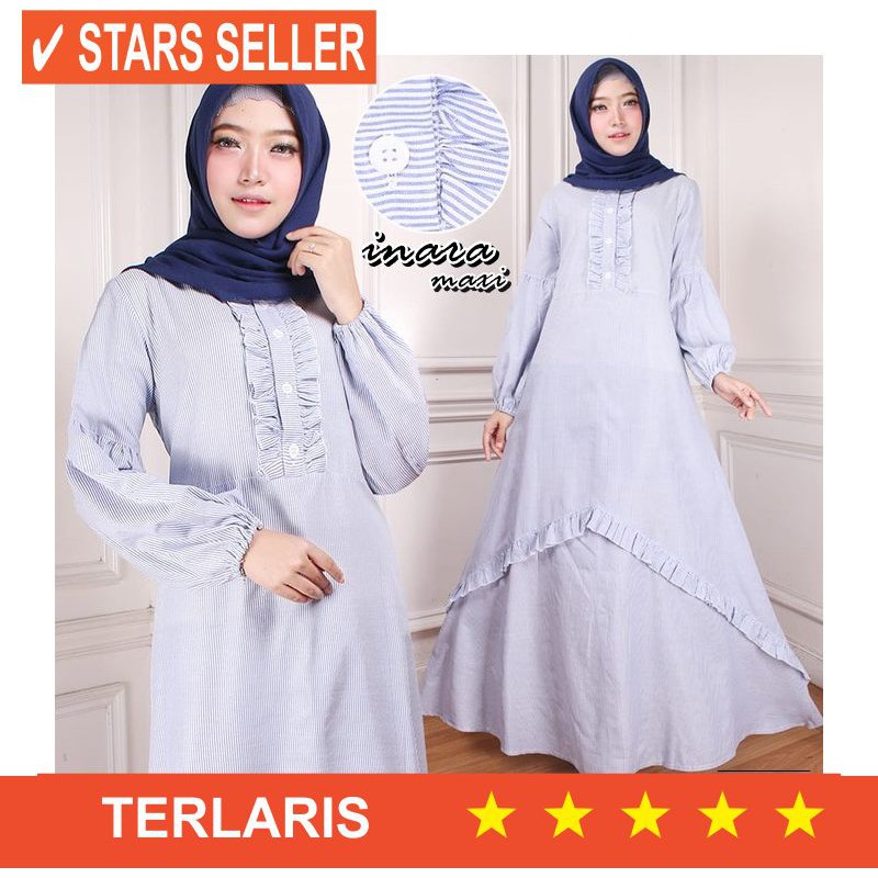 VANILA HIJAB MURAH BARU DRESS JUMBO BESAR LD 110 XL XXL XXXL / Gamis Muslim Original | Inara Maxi