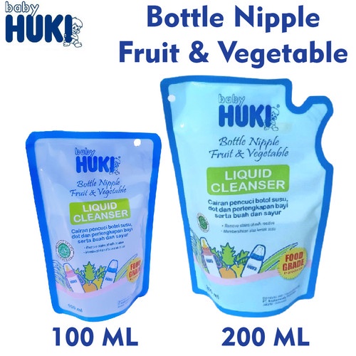 Huki Liquid Cleanser Refill 100ml / 200ml - Sabun Cuci Botol Bayi, Sayur 100 / 200 ml