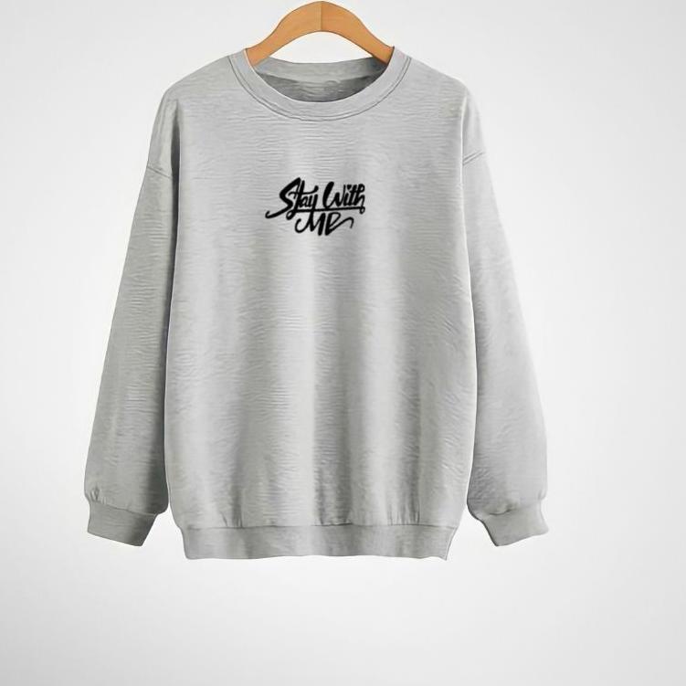 sweater kerah stay with me tinggi xxl crewneck murah keren putih jumbo suwiter pria distro original 