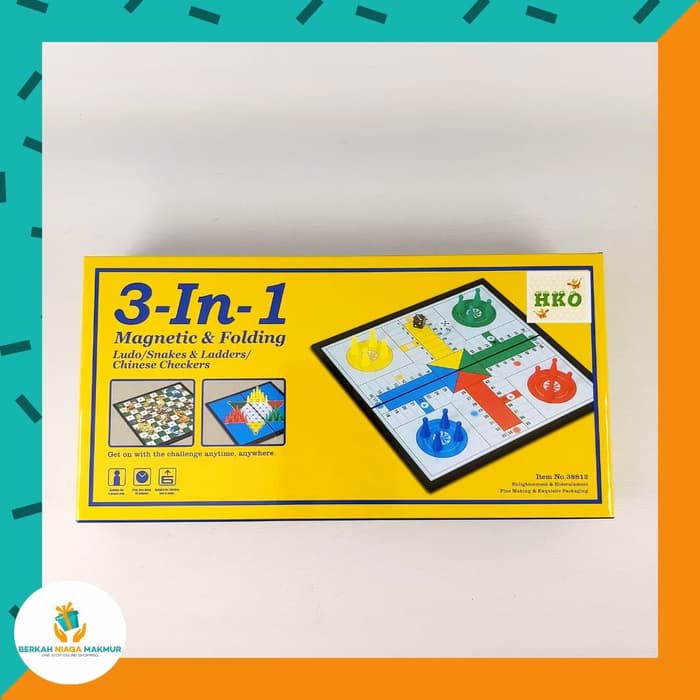 3 in 1 Magnetic Folding - Ludo, Snakes & Ladders, Chinese Checkers