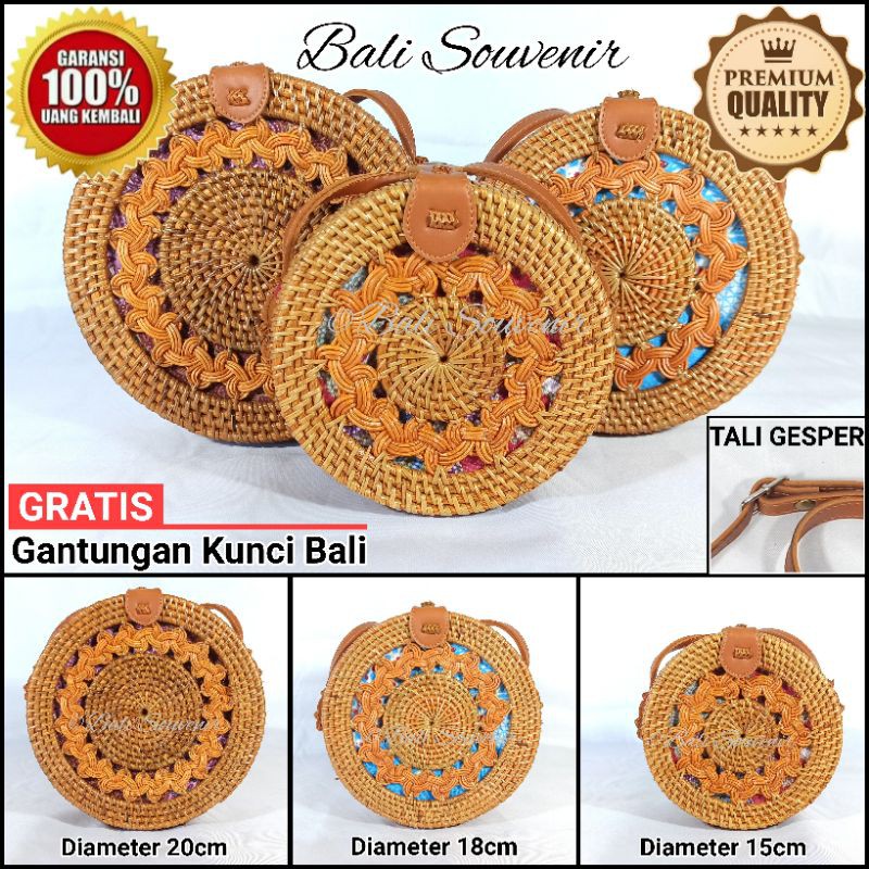 Tas Rotan Bulat Original PREMIUM Grade, Ulir Coklat