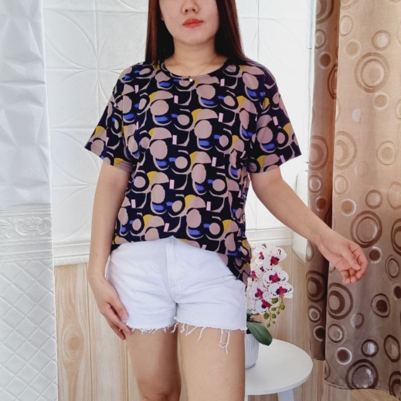 Kaos Wanita Lengan Pendek Jumbo Banyak Corak / Kaos Murah / Atasan Wanita Murah Part 3