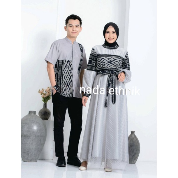 set couple baju tenun etnik asli ory seragam keluarga kondangan pesta prewedding kantor sarimbit tunik dress gamis wanita moderen kemeja panjang pendek pria motif sumba toraja ntb ntt aurora outer kardigan jepara