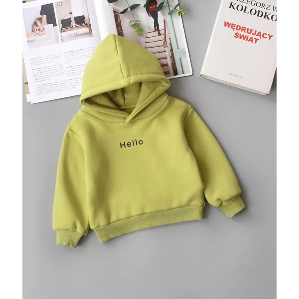 HOODIE ANAK UNISEX HELLO BORDIR TEBAL TERBARU,