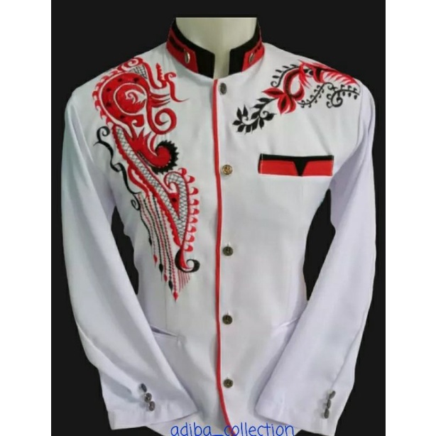 jasko dewasa putih lis merah bordir