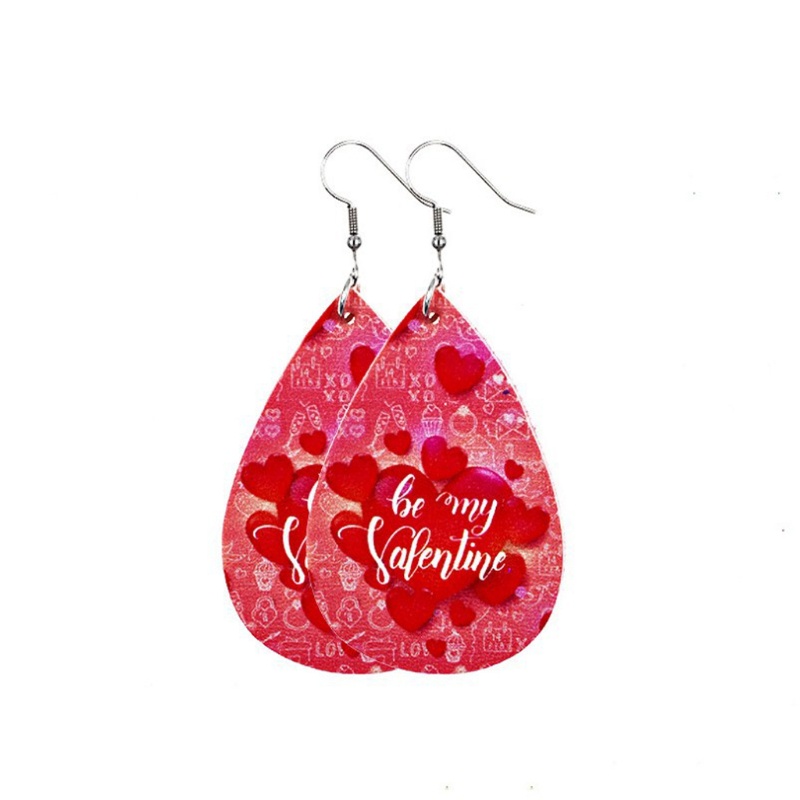 SIY  10 Pairs Valentine Day Leather Earrings Women Lightweight Heart Shape Print Love Dangle Faux Leather Earrings Kit Women