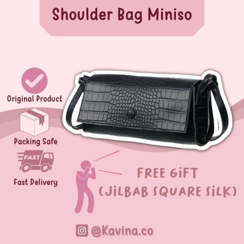 [ORIGINAL] MINISO Stone Pattern Shoulder Crossbody Bag / Tas Selempang Miniso / Tas Bahu Miniso / Sh