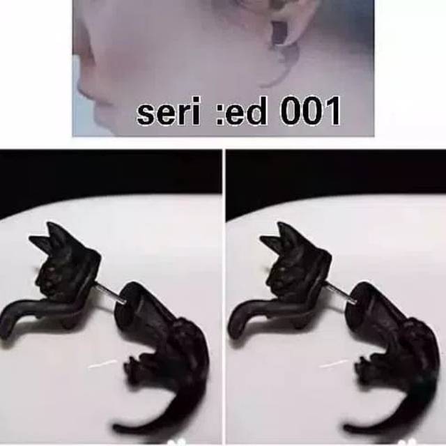 2 pc Anting kucing hitam lucu giwang tusuk anak dewasa boneka murah