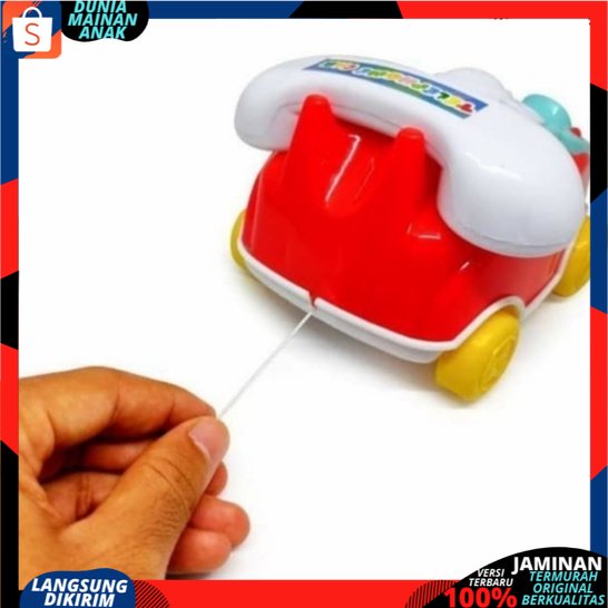 Mainan Mobil Tarik Telephone Berjalan Dan Berbunyi Kring Mainan Teether Rattle Telephone Kerincingan LT119 SNI NEW