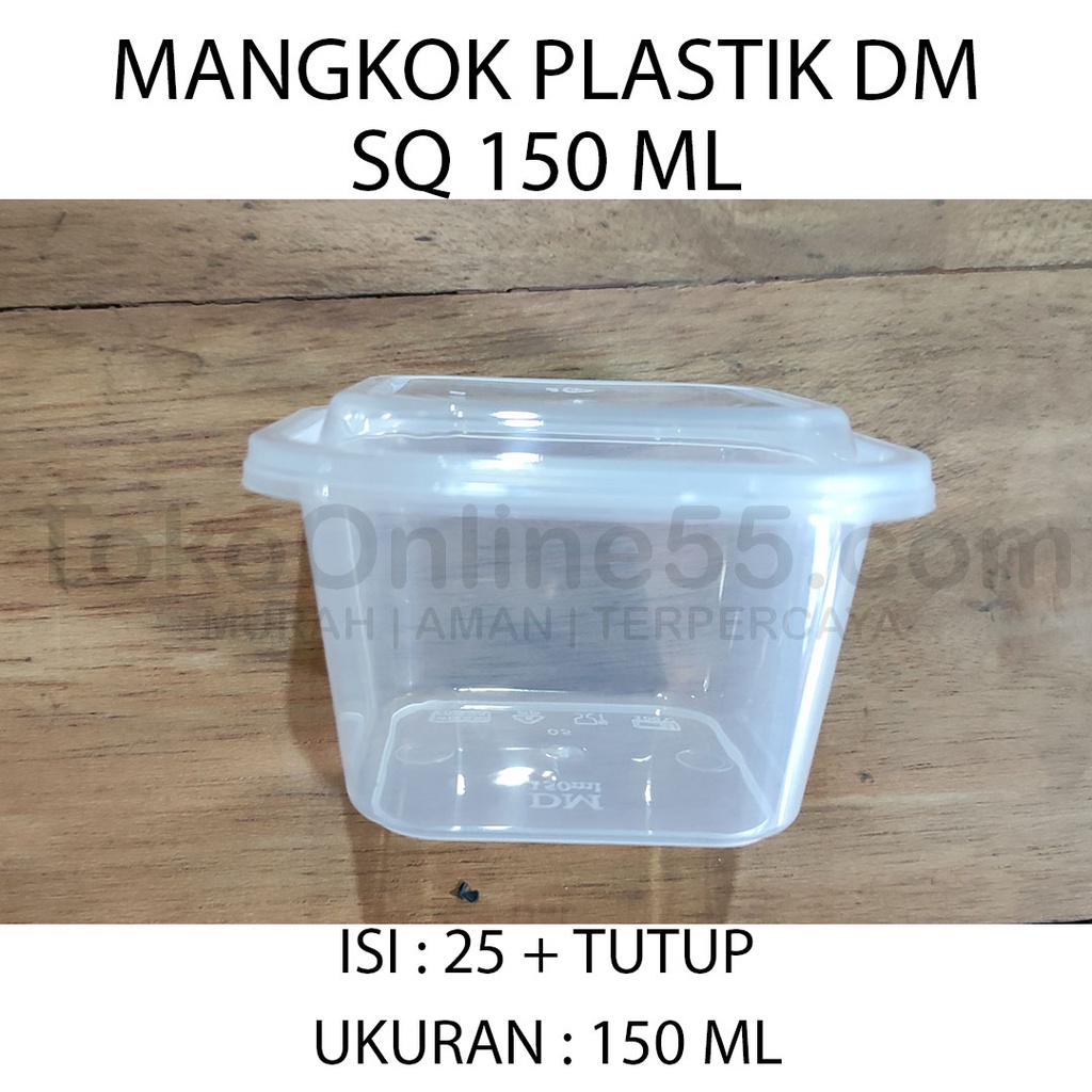 Mangkok Plastik 150 ml Square / Kotak Tempat Makan Plastik Cup Puding Sambal + Tutup