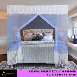 Kelambu Tidur Persegi Exclusive Dengan Poni Cantik (180x200x180) Algonas