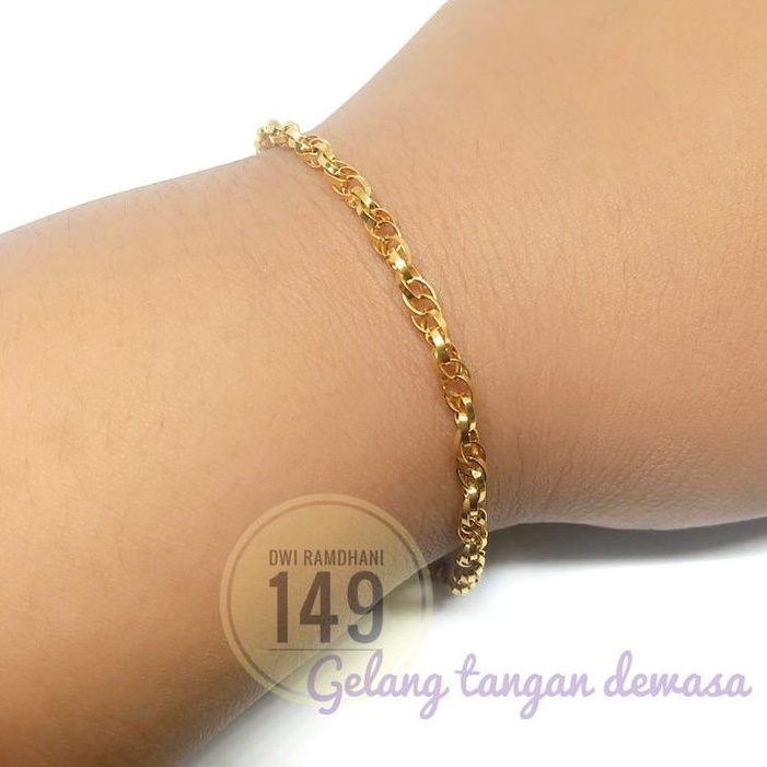 Gelang Titanium Wanita Rantai Emas ulir Anti karat selamanya