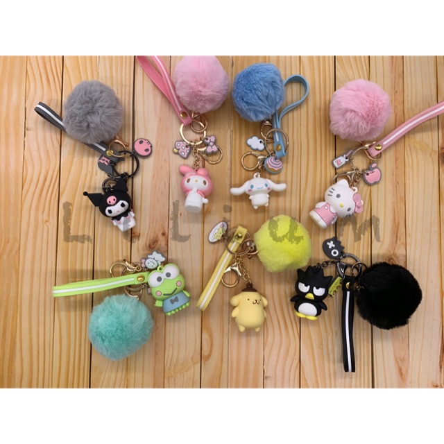 Gantungan kunci tas bagcharm keychain sanrio hello kitty melody pompom