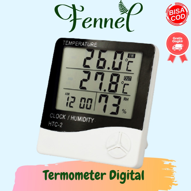 Termometer Ruang Kelembaban Jam Alarm Kalender Digital HTC-2